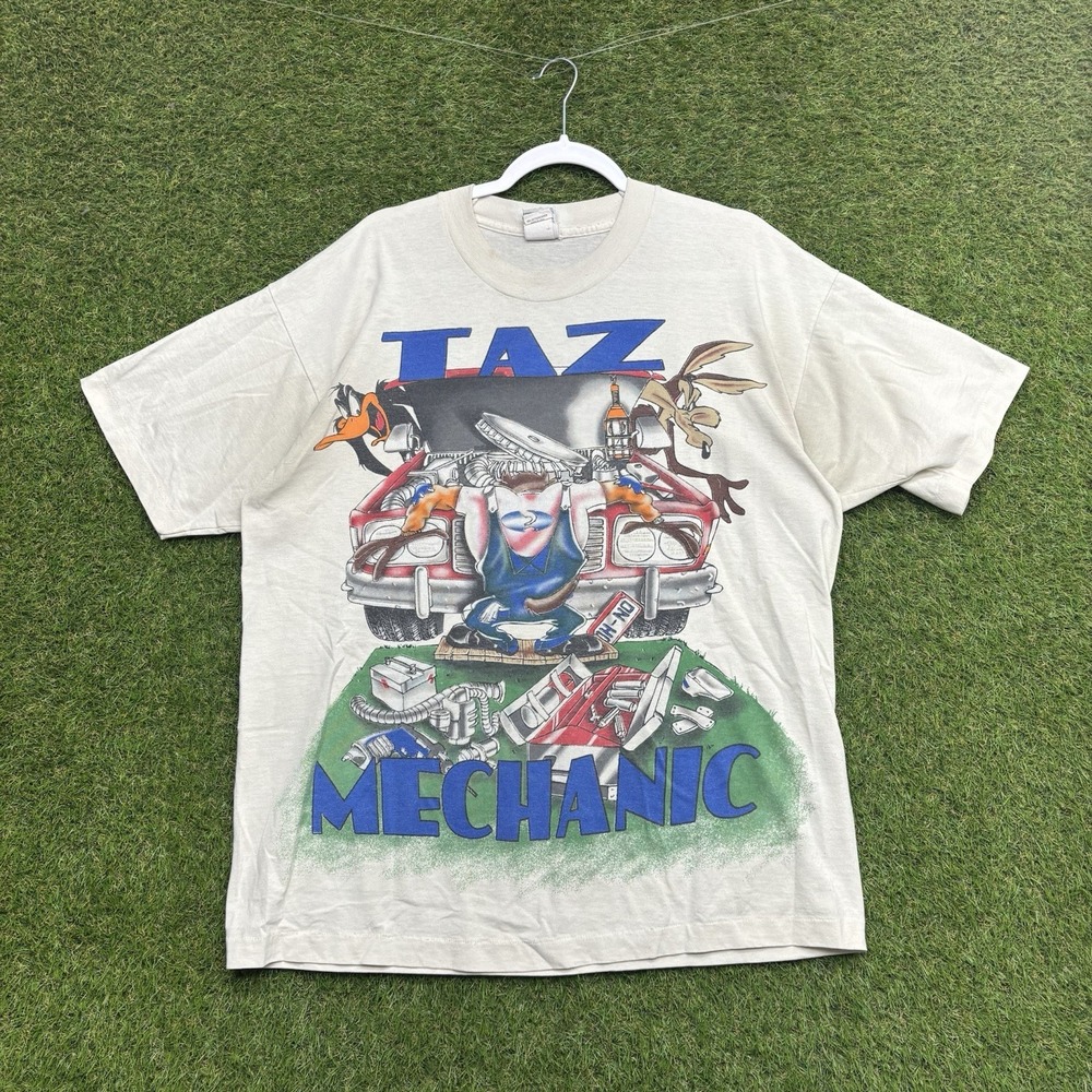 Vintage 1990s Taz Mechanic Looney Tunes Shirt Mens XL Big Print Graphic Tee